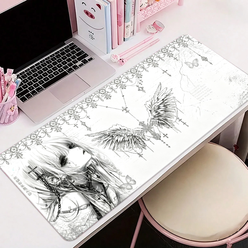Gaming Accessories Women - Skórzana podkładka pod mysz czarno-biała Anime